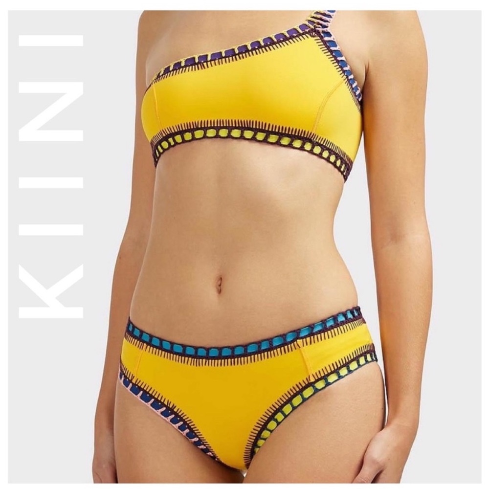 Kiini size small yellow bikini swim bottoms crochet lining